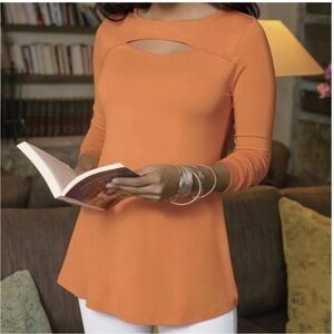 Soft Surroundings Vibrant Orange Cutout Tunic